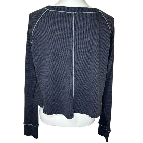 Intimately Free People Early Night Crop Top Henley Thermal Long Sleeve Large - Picture 7 of 7